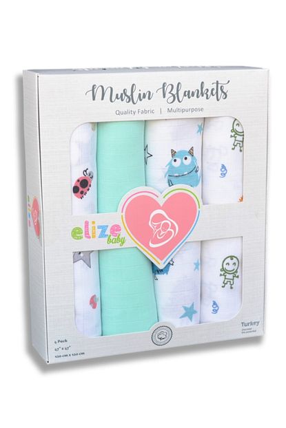 elizebaby muslin bebek battaniyesi 120 cm x 120 cm 4 adet kundak puset ortusu fiyati yorumlari trendyol