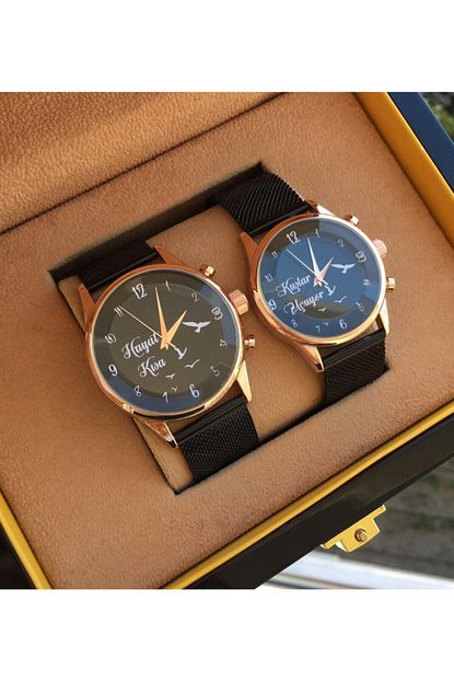 Watchart Unisex Siyah Hayat Kisa Kuslar Ucuyor Yazili Cift Kol Saati Trendyol