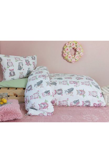 English Home Sweet Owl Pamuklu Cocuk Nevresim Takimi 160x220 Cm Pembe Trendyol