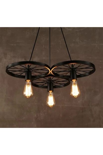 burenze modern retro tekerlek jant avize uclu metal concept urun siyah fiyati yorumlari trendyol