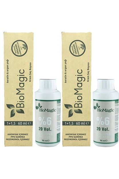 Biomagic Organik Amonyaksiz Sac Boyasi Koyu Kahve 3 00 Oksidan 2 Adet Trendyol
