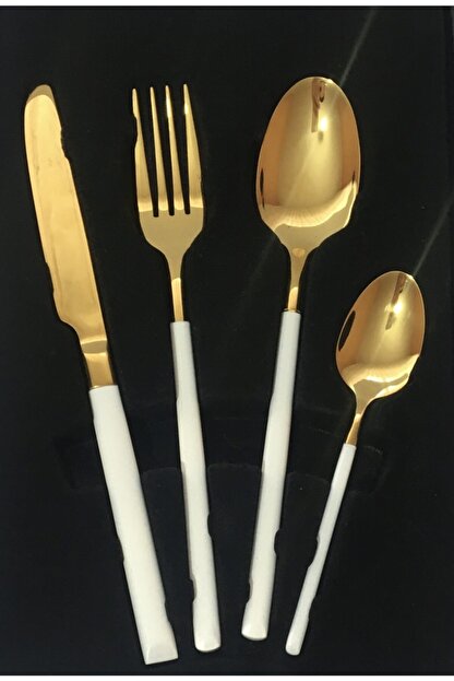 Yakut 6 Kisilik Altin Renkli Beyaz Sapli Catal Bicak Kasik Seti Fiyati Yorumlari Trendyol