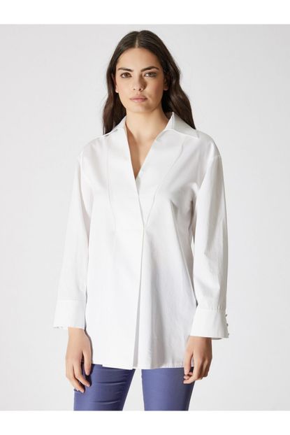 Vekem Kadin Beyaz Uzun Kollu Pamuklu Bluz Fiyati Yorumlari Trendyol