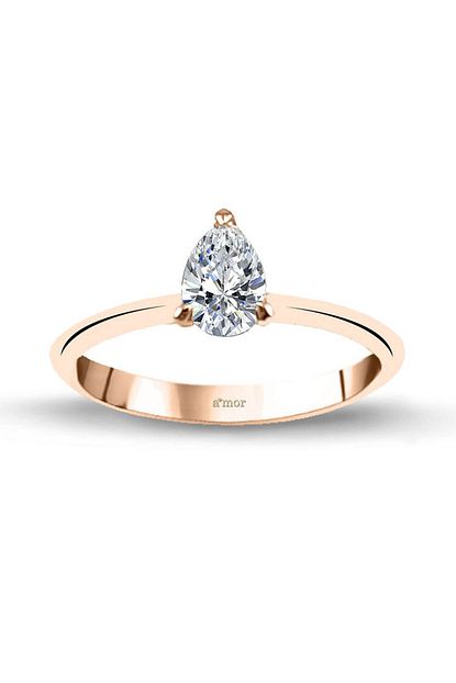 Amor Pirlanta Kadin Rose 0 42 Karat Damla Tektas Pirlanta Yuzuk 18 Ayar Trendyol