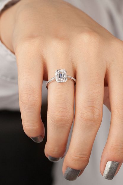 Sette Gumus Swarovski Pirlanta Modelli Baget Tasli Gumus Yuzuk Trendyol