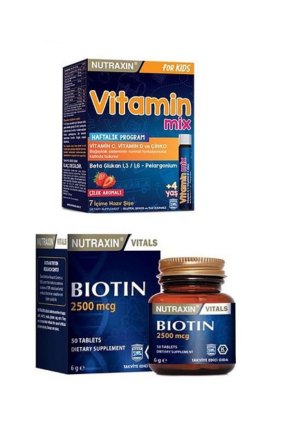 Nutraxin 2500 Mcg Biotin Ve Cocuklara Ozel Cinko C Ve D Vitamini Trendyol