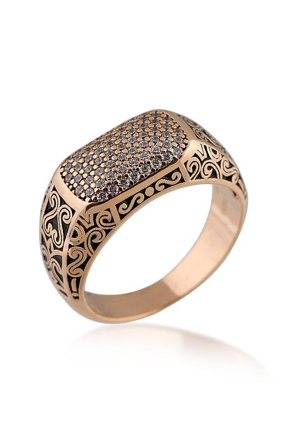 Lunafer Beyaz Swarovski Zirkon Tasli Kirmizi Altin Kaplama Gumus Erkek Yuzugu Trendyol