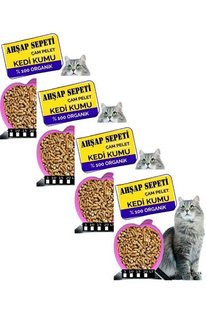 Ahsapsepeti Kedi Kumu Organik Cam Peleti Pelet 4x20 Lt Trendyol