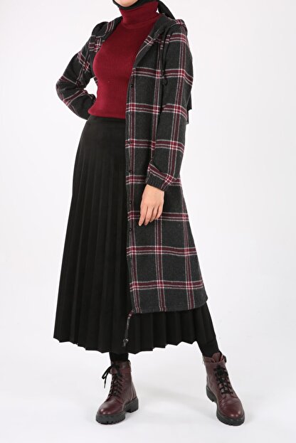 Allday Antrasit Oduncu Ekoseli Kapusonlu Kap Fiyati Yorumlari Trendyol