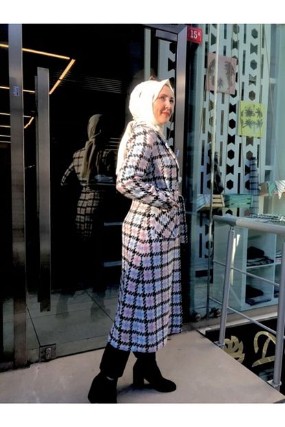 Derbent Tekstil Kadin Siyah Cok Renkli Kaban Trendyol