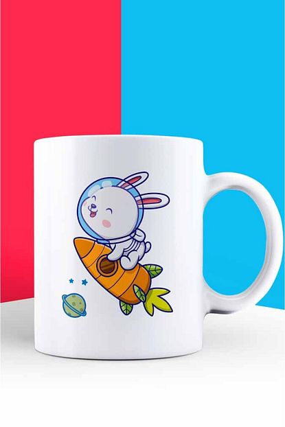 astronot tavsan baskili kupa bardak
