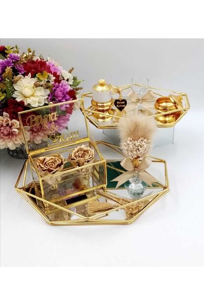 Asir Solmayan Gullu Nisan Tepsisi Ile Lux Fincan Takimli Damat Kahvesi Trendyol