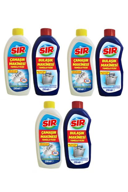 Sir Bulasik Makine Temizleyici Ve Camasir Makinesi Temizleyici 250 Ml X 6 Trendyol