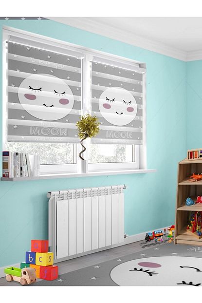 Mupo Gri Ay Baskili Sik Cocuk Odasi Zebra Perde Trendyol