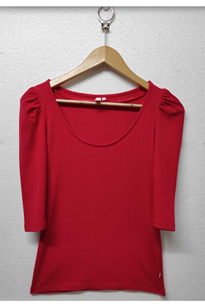 clew kadin kirmizi basic ceyrek kol t shirt fiyati yorumlari trendyol