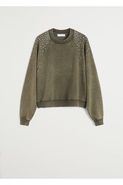 Mango Woman Kadin Haki Renk Zimbali Sweatshirt 67050595 Trendyol