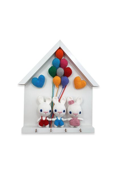 dekoratif duvar anahtarlik el yapimi amigurumi oyuncakli ev hediyesi ev dekorasyon
