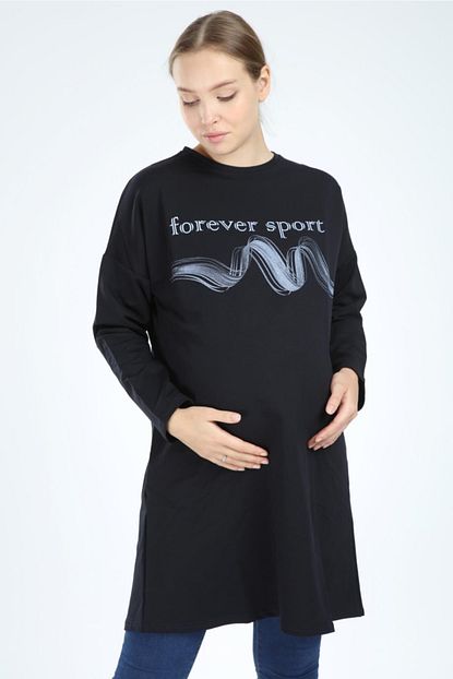 Issil Kadin Lacivert Sonsuz Spor Hamile Sweatshirt Tunik 4451 Trendyol