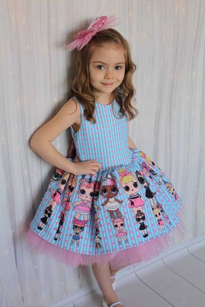 Stella Butik Kiz Cocuk Dalgic Kumas Elbise Trendyol