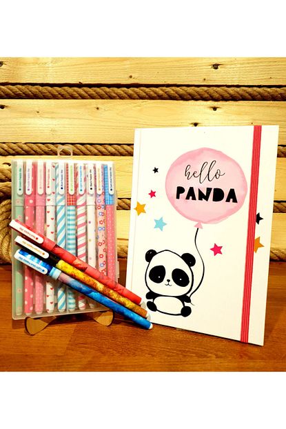 panda defter ve gokkusagi 10 lu kalem seti arkadasa hediye