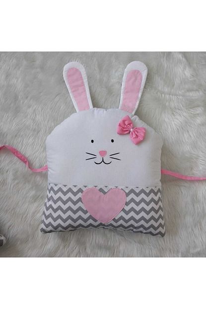 pembe tavsan desen dekoratif figurlu yastik