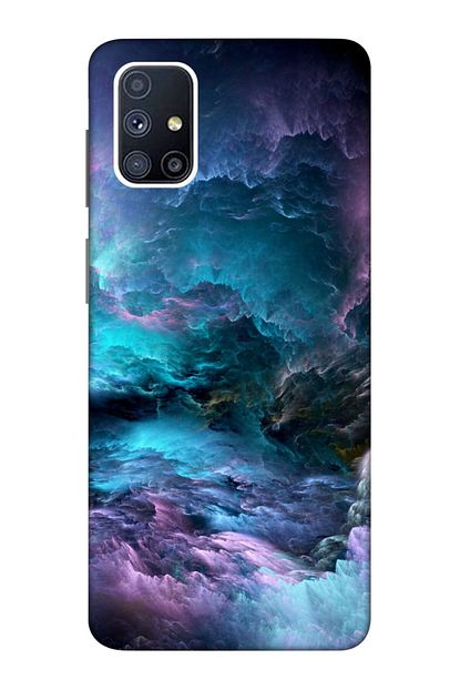 samsung galaxy m51 kilif mavi bulut desenli baskili silikon