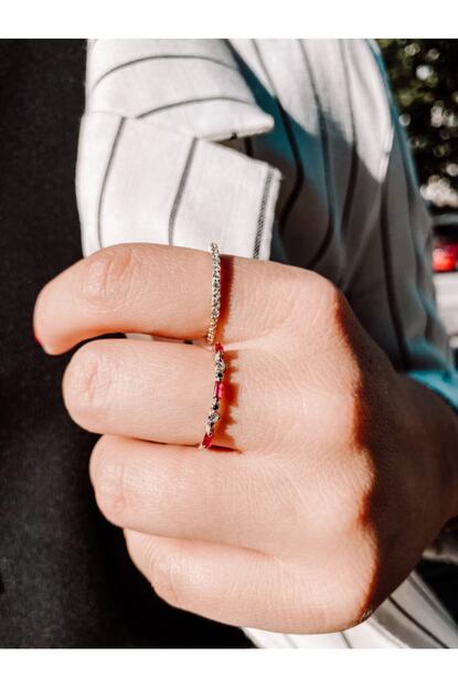 Atolye Fancy Yakut Ve Pirlantali Vintage Sirali Yuzuk Trendyol