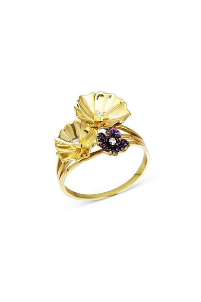 Cevahir Gold Kadin Tasli Cicekli Yuzuk Trendyol