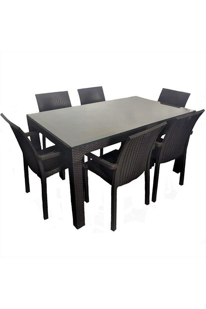 Romanoset Plastik Rattan Camli Bahce Ve Balkon Masa Takimi 6 Sandalyeli Fiyati Yorumlari Trendyol