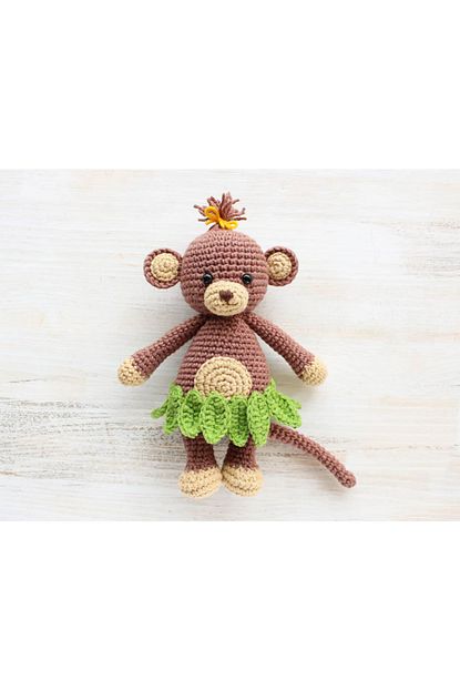 amigurumi yesil etekli maymun dikim kiti seti