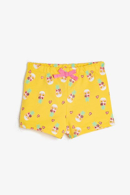 Koton Kids Sari Desenli Kiz Bebek Sort Bermuda Trendyol
