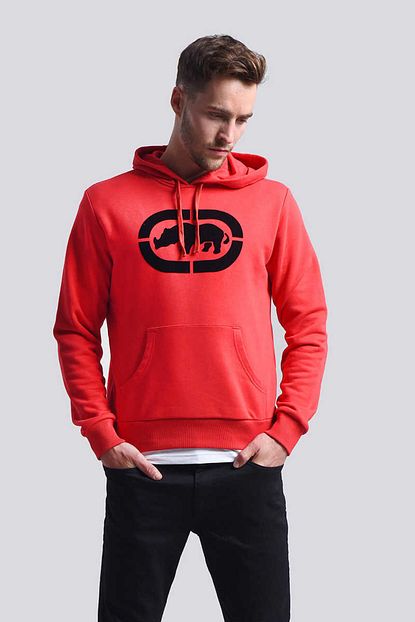 Ecko Unltd Kirmizi Erkek Baskili Kapusonlu Sweatshirt Porto Hoodie Trendyol