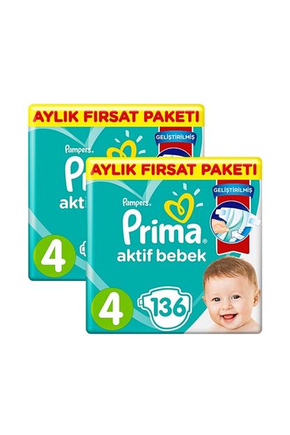 Prima Pampers Bebek Bezi Aktif Bebek Aylik 4 No 136 Li X 2 Adet Trendyol