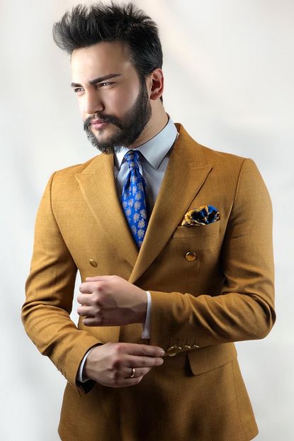 Huseyin Sahin Haute Couture Hardal Metal Dugmeli Kruvaz Ceket Trendyol