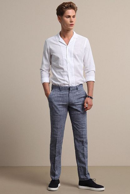 Kip Erkek Lacivert Desenli Dokuma Pantolon Kp10120227 Trendyol