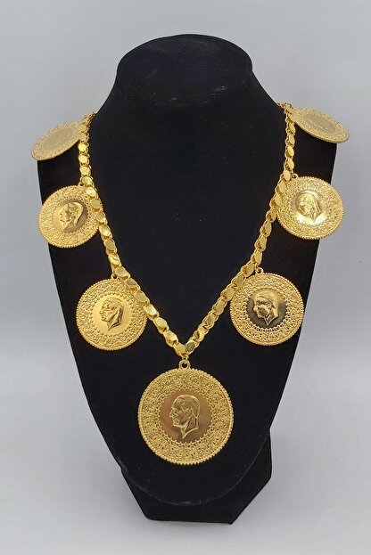 Alzey Gold Imitasyon Altin Kaplama 60cm Halep Arpa Pullu Zincir Gramise Tam Altin Kadin Kolye Trendyol