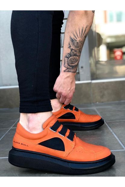 Boa Ba0004 Kalin Taban Bagciksiz Tarz Casual Oranj Siyah Erkek Ayakkabi Trendyol