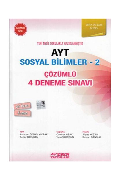 Esen Yayinlari Esen Ayt Cozumlu 4 Deneme Sosyal Bilimler 2 Kirmizi Seri Trendyol