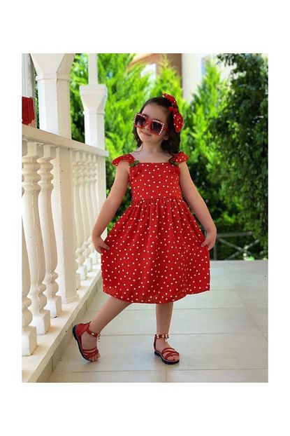 Moda Da Moda Kids Puantiyeli Kirmizi Elbise Trendyol