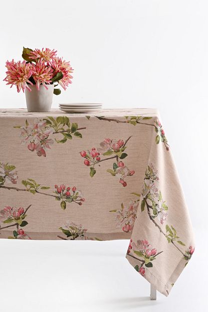 Deco Center Polyester Zemini Bej Ustu Cicek Baski Desenli Kare Masa Ortusu 180x180 Trendyol