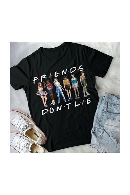 Kostebek Unisex Stranger Things Friends Don T Lie Pose T Shirt Trendyol