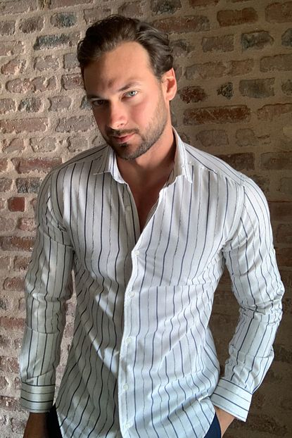 Trendyol Man Lacivert Erkek Cizgili Slim Fit Gomlek Tmnss20go0111 Trendyol