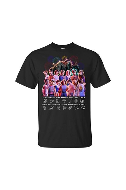 Kostebek T Shirt Stranger Things All Character Signatures Trendyol