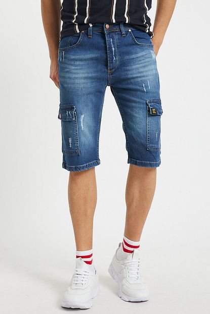 Serseri Slim Fit Denim Yandan Cepli Esnek Kumas Erkek Jean Kargo Sort Trendyol