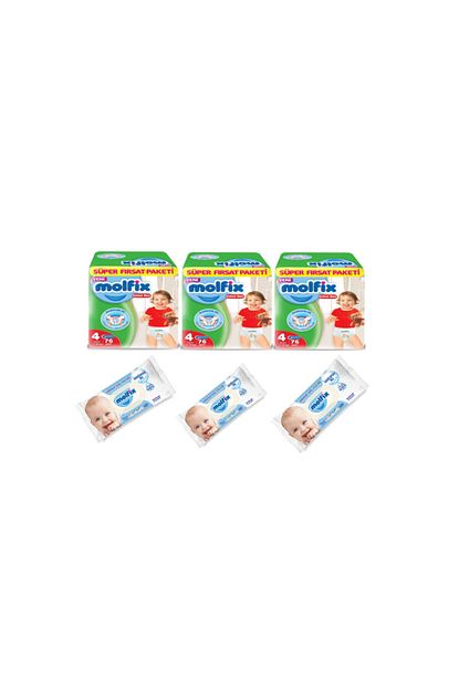 Molfix Kulot Bebek Bezi 4 No Beden 228 Adet 3 Paket Islak Mendil Hediyeli Trendyol