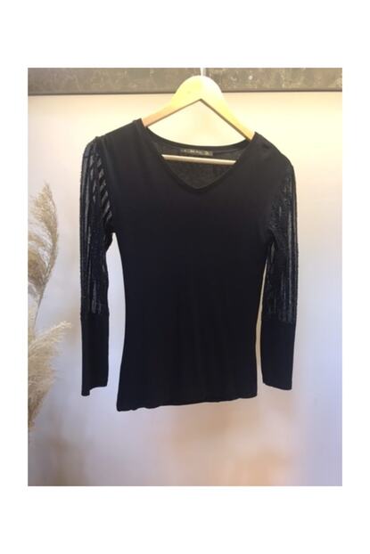 Gozde Tasarim Butik Kollari Serit Tul Detayli Triko Bluz Trendyol