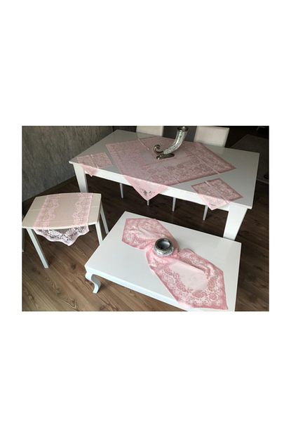 Enesceyiz Orme Pano Desenli Salon Takimi 6 Parca Pembe Trendyol