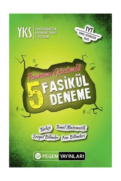 Pegem Akademi Yayincilik Yks Tyt Tamami Cozumlu 5 Fasikul Deneme Trendyol