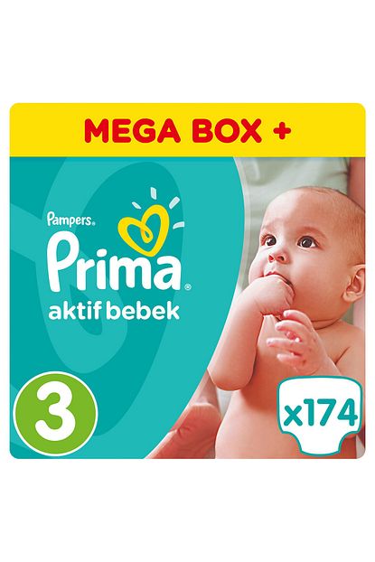 Prima Bebek Bezi Aktif Bebek 3 Beden Midi Aylik Plus Paket 174 Adet Trendyol