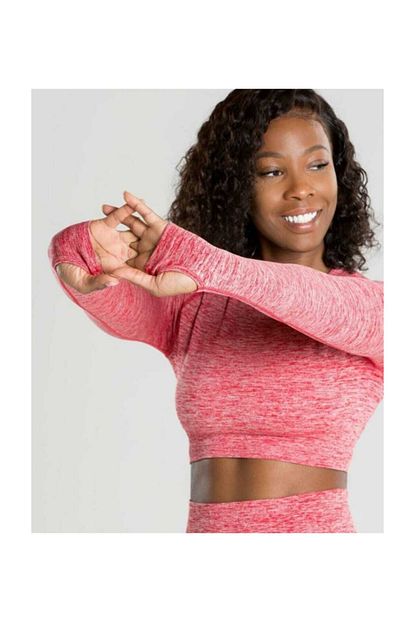 Wolfclaw Kadin Uzun Kollu Dikissiz Spor Ust Kirmizi Crop Tops Trendyol